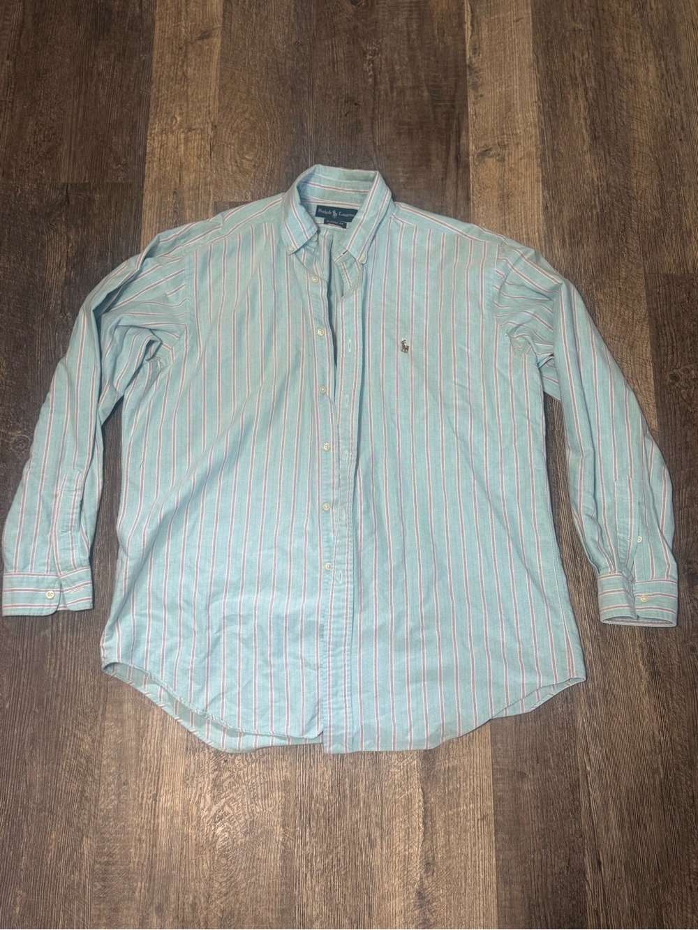Ralph Lauren Classic Fit Men's Large Light Blue & Pink Button-Down